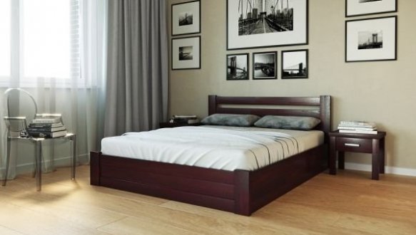 Кровать деревянная Лев Жасмин с подьемным механизмом и нишей для белья массив Бук 6