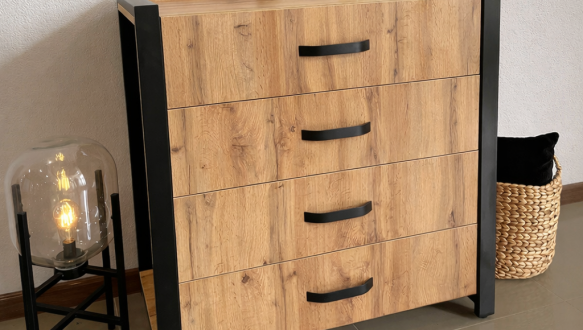 Комод LOFT 4Ш Дуб Сонома / Чорний мат MebliRoMax