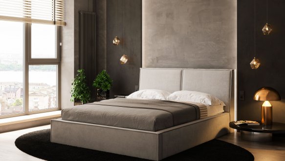 Ліжко м'яке двоспальне Шик Галичина Лея з підйомним механізмом та нішею для білизни