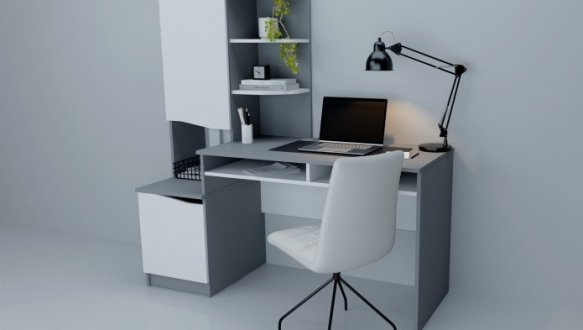 Компьютерный стол Gaston Интарсио Белая Аляска/Графит 155 см