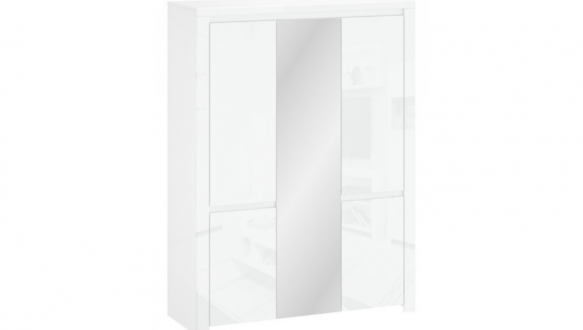 Шафка з дзеркалом Мебельбос 5d [F] 3 дверна білий глянець Lingo 151 см