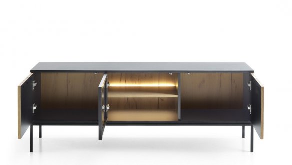 Тумба под ТВ Сенто/Sento RTV154 Чёрный/дуб вотан Perfect Home Ширина 153 см 6