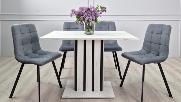 Стол обеденный STARLINE D/C Интарсио Дуб крафт белый/Черный Не раскладной 110 см 2