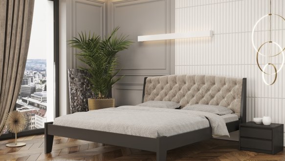 Ліжко дерев'яне з м'якою вставкою Лев Токіо Нове масив Бук 1