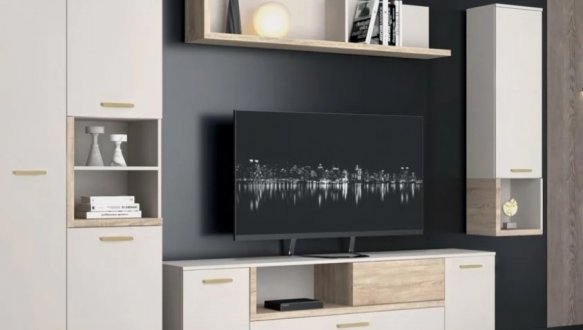 Тумба под ТВ RTV2D1K1S Норд Кашемир / Дуб сонома 0