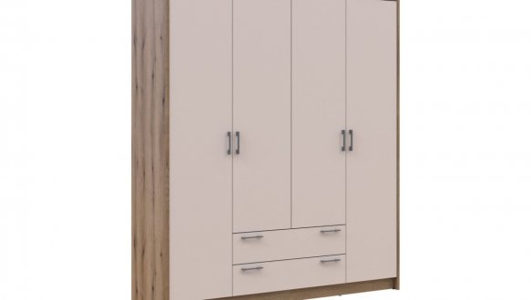 Шкаф Doros Ронди 4-дверный с ящиками 160 см Дуб Артизан / Кашемир 1