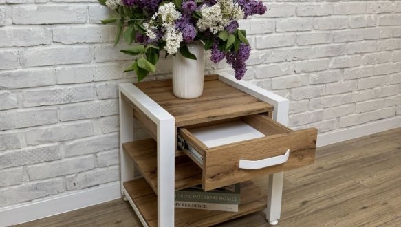 Тумба прикроватная LOFT Дуб Сонома / Чёрный мат MebliRoMax 2