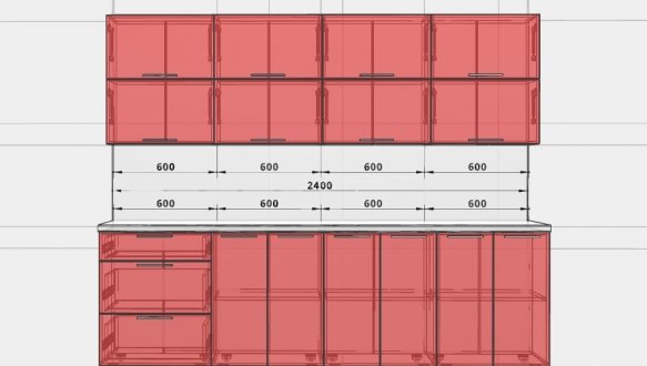 Кухонный комплект Высокий Кращеный Глянец 2,5 м 2