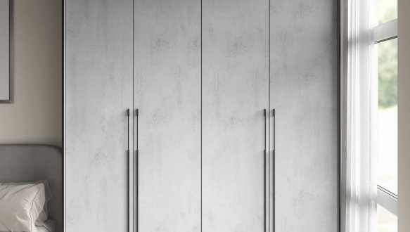 Шафа Морелі R-0018 Рамо 4 дверна бетон тефра зі штангами 197см 0