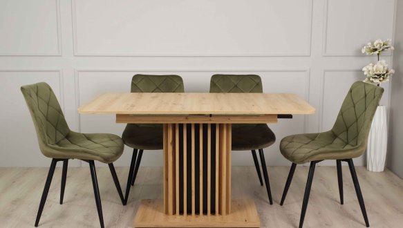 Стол Cassandra Интарсио Дуб Артизан/Чорний Раскладной 140/180 см 4