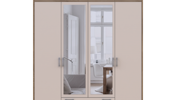 Шкаф для одежды Дорос Ронди кашемир с зеркалом и антресолей 4 дверный 160 смм