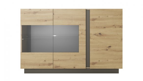 Комод з вітриною Арко / Arco 3D2W/138 Дуб Артизан/Графіт 