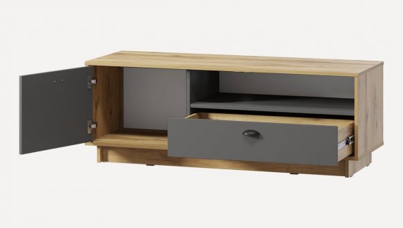 Тумба під ТВ Kuba/Куба RTV128 L/P Дуб Аппалачі/Антрацит Moreli Ширина 128 см 2