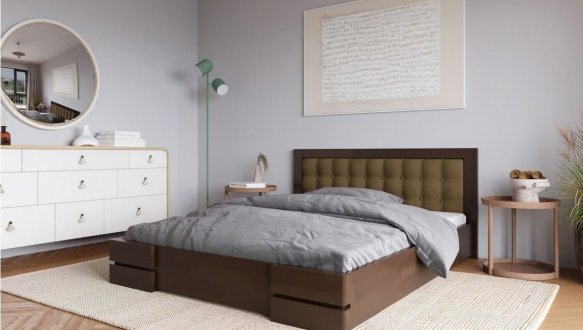 Ліжко двоспальне дерев'яне ArborDrev масив Сосна / Бук Регіна 0