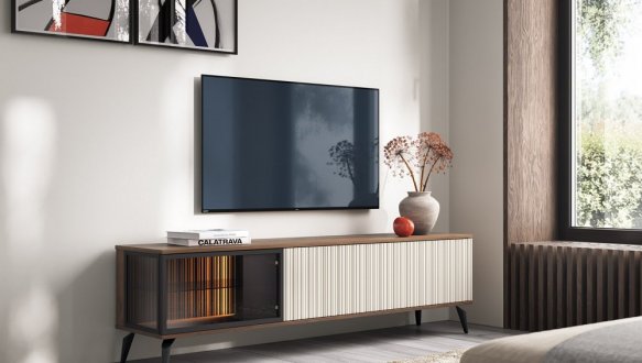 Тумба під ТВ Vici/Вічі RTV180 Горіх/Кашемір Perfect Home Ширина 180 см