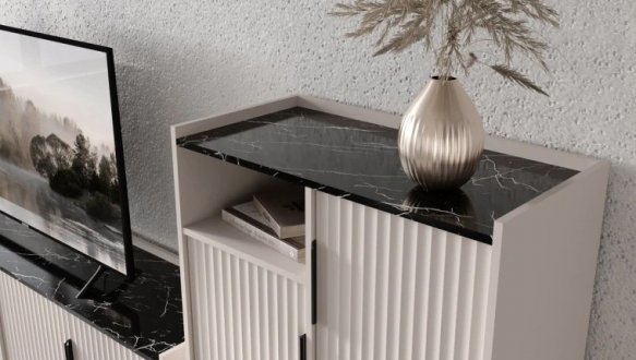 Тумба под ТВ RTV2D2S Фреско Кашемир / Темный мрамор 3