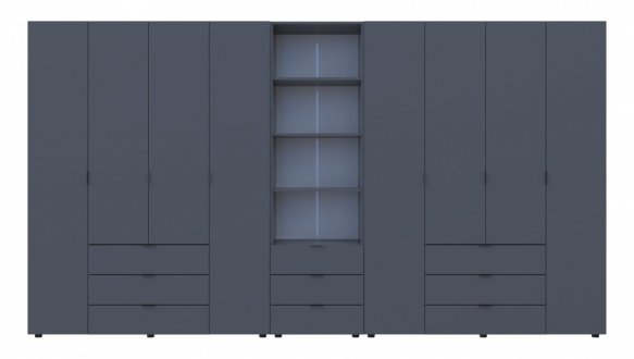 Шкаф для одежды Дорос Гелар графит 8 дверной с пеналом 370 см 4