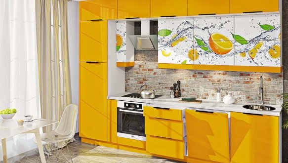 Модульная кухня Хай-тек цветная печать 21