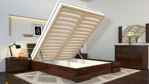 Кровать деревянная ArborDrev Дали Люкс с подьемным механизмом и нишей для белья Сосна / Бук 6