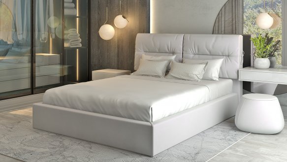 Кровать мягкая двуспальная Лев Санремо 2 с подъемным механизмом и нишей для белья