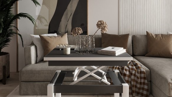 Стіл-трансформер B-Fly Графіт/Білі ноги 0