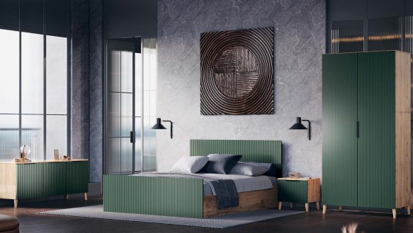 Модульна спальня Line/Лайн Київський Стандарт Дуб Аппалачі/Хакі софт