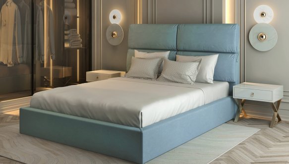 Ліжко м'яке двоспальне Лев Санремо 1 з підйомним механізмом та нішею для білизни 0