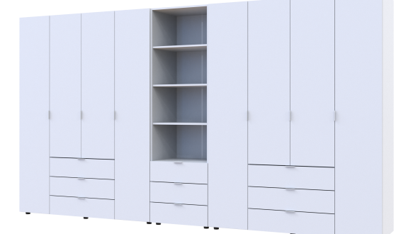 Шкаф для одежды Дорос Гелар белый 8 дверной с пеналом 370 см