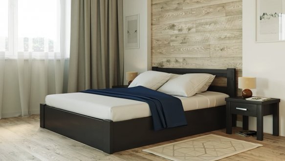 Ліжко дерев'яне Лев Соня з підйомним механізмом і нішею для білизни масив Бук 4