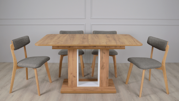 Стол обеденный Titan Интарсио Белая Аляска/Дуб Тахо Раскладной 140/180 см 1