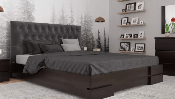 Ліжко дерев'яне ArborDrev Камелія ромб з підйомним механізмом та нішею для білизни Сосна / Бук 2