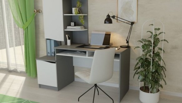 Компьютерный стол Gaston Интарсио Белая Аляска/Графит 155 см 1