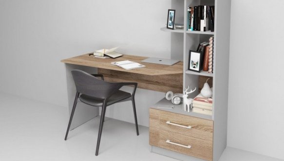 Комп'ютерний стіл Dexter Інтарсіо лівий/правий Сірий Уніколор/Дуб Сонома Трюфель 159 см 3