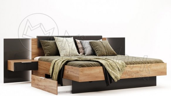 Ліжко з тумбами та м'якою спинкою Луна