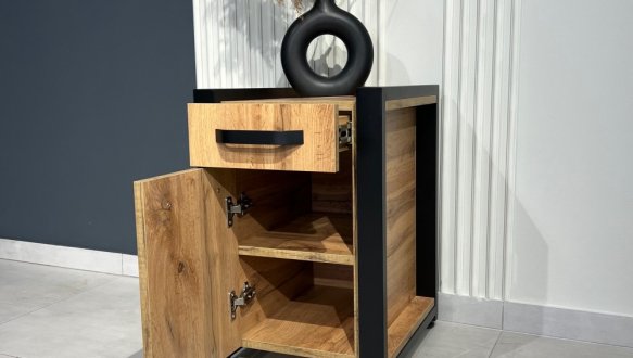 Тумба LOFT приставна Дуб Сонома / Чорний мат MebliRoMax 4