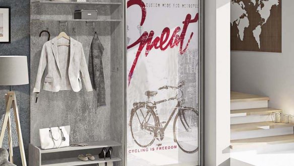 Прихожая-купе 1,4м однодверное стекло фотопечать