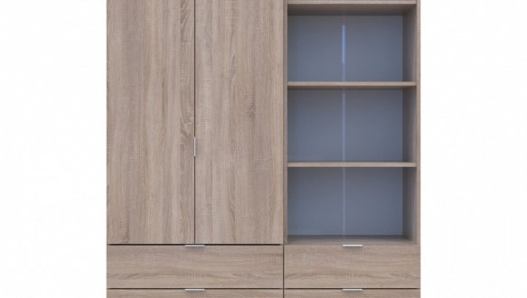 Шкаф Дорос Гелар двухдверный с пеналом Дуб Сонома 138 см 4