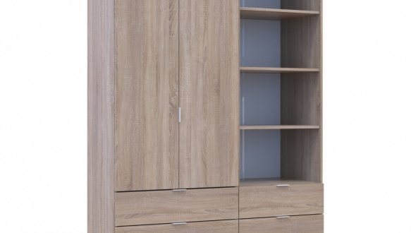 Шкаф Дорос Гелар двухдверный с пеналом Дуб Сонома 138 см 5