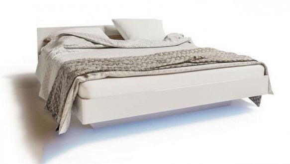 Ліжко двоспальне Світ меблів 140 Б'янко МДФ / ДСП Білий / Дуб Сонома