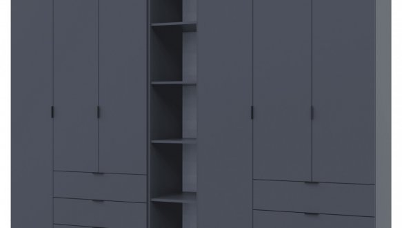 Шкаф Дорос Гелар графит с Этажеркой 6 дверной 270,7 см 4