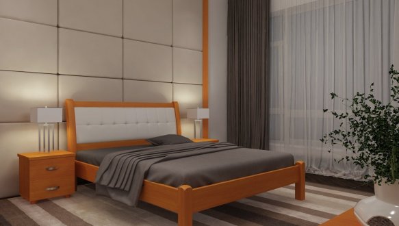 Кровать двуспальная деревянная Явито Лион Массив Ольха / Ясень / Дуб 6