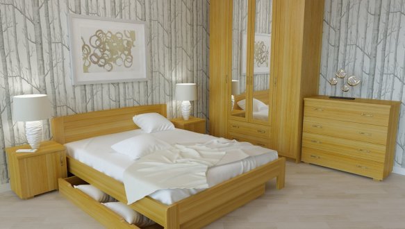 Кровать двуспальная деревянная Явито Мила Массив Ольха / Ясень / Дуб 2