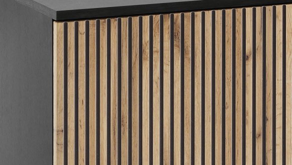 Вітрина низька Сенто / Sento WT104 з підсвіткою чорний/дуб вотан Perfect Home ширина 103 см. 0