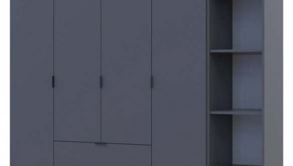 Шкаф Дорос Гелар четырёхдверный с этажеркой Графит 193 см 3