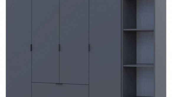 Шкаф Дорос Гелар четырёхдверный с пеналом Графит 215 см 6