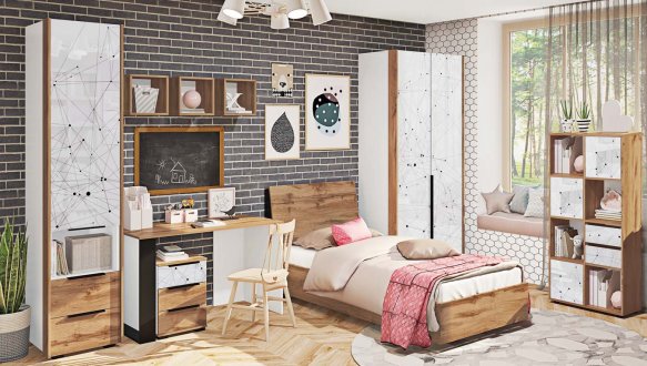 Модульная детская Oxford/Оксфорд Комфорт мебель Дуб Золотой