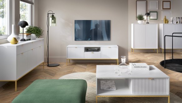 Модульна гостиная Белый/Золотые ножки Nova