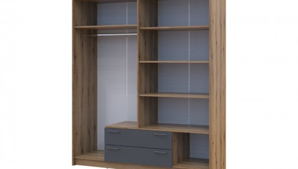 Шафа Doros Ронді 4-дверна з шухлядами 160 см Дуб Артізан / Графіт 3