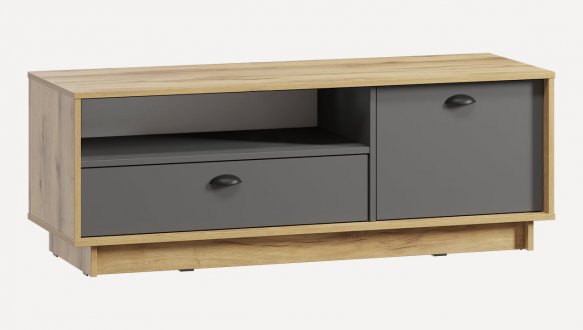 Тумба під ТВ Kuba/Куба RTV128 L/P Дуб Аппалачі/Антрацит Moreli Ширина 128 см