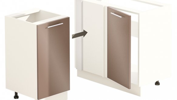 Тумба нижняя Н100х60.82.1Д кутовая Мойка Крашеный высокий глянец с печатью